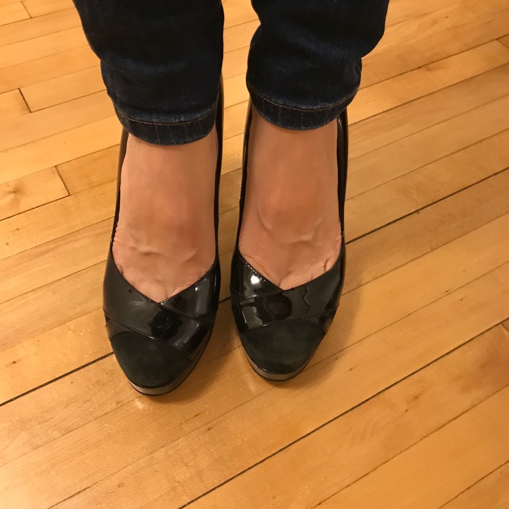 Mark Fischer suede and patent leather heels